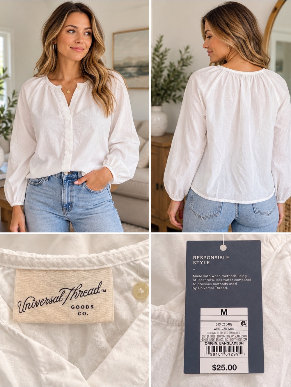 Universal Thread White Peasant Blouse - Women's